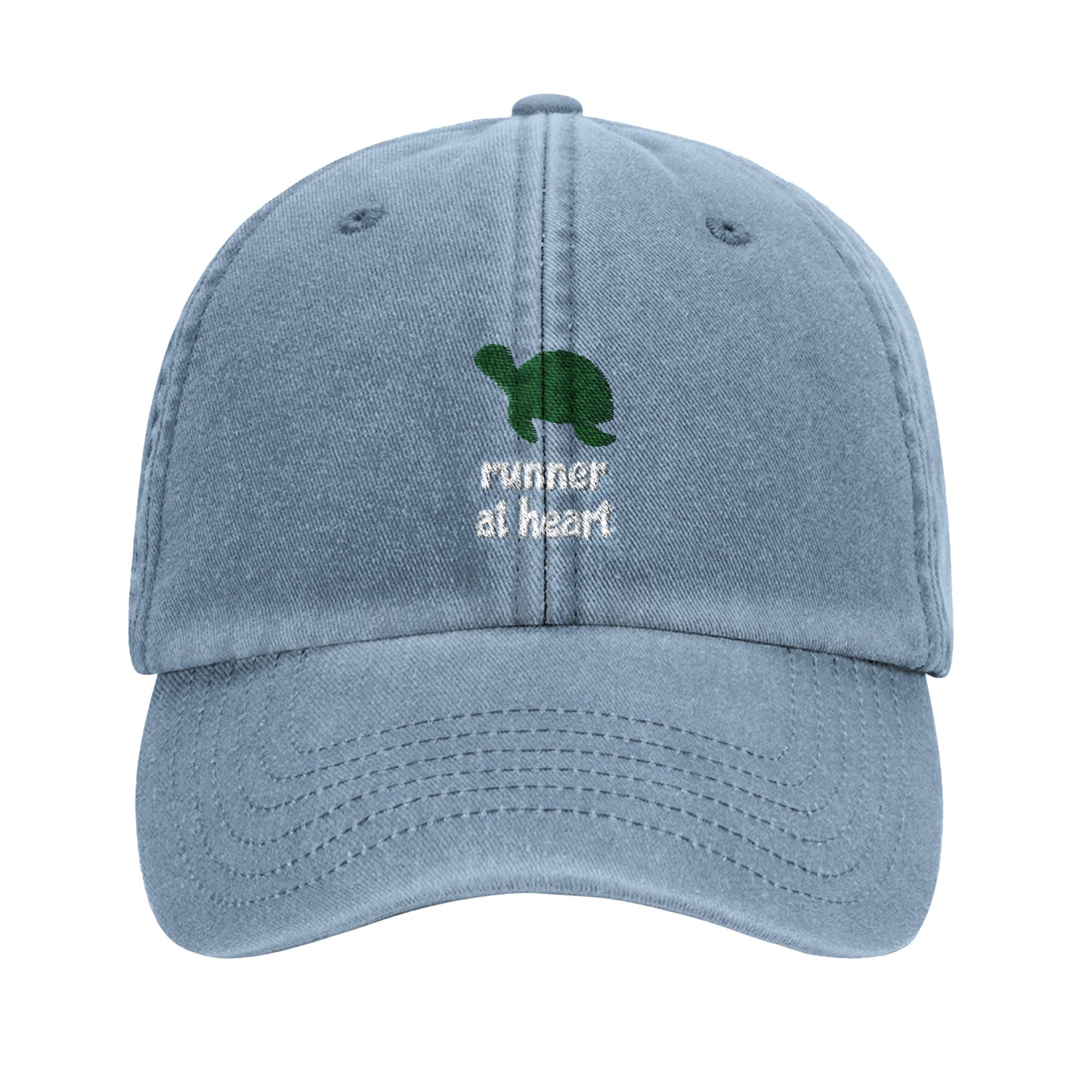 Baseball cap for slow runners vintage style light blue denim