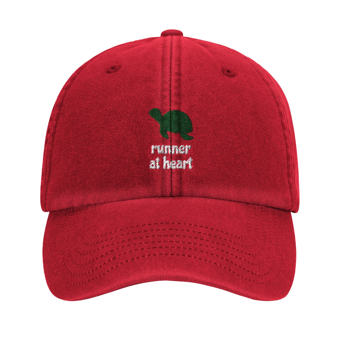 Denim hat for slow runners in red
