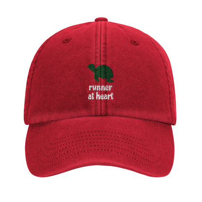 Denim hat for slow runners in red