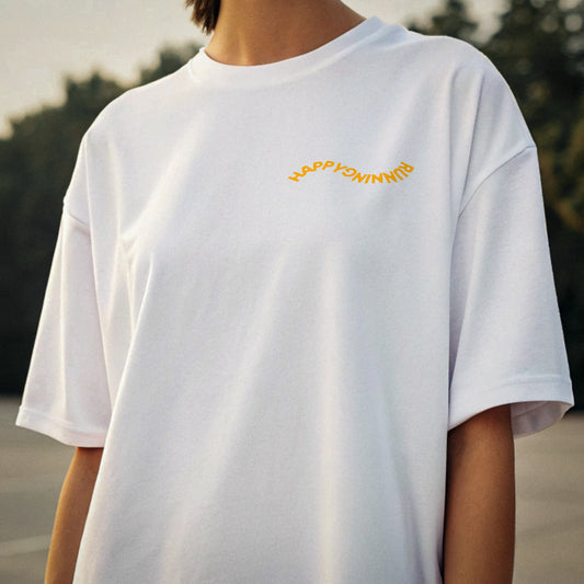 Product picture Happy running unisex oversized t-shirt white