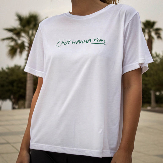 Product picture I just wanna run women’s oversized t-shirt white