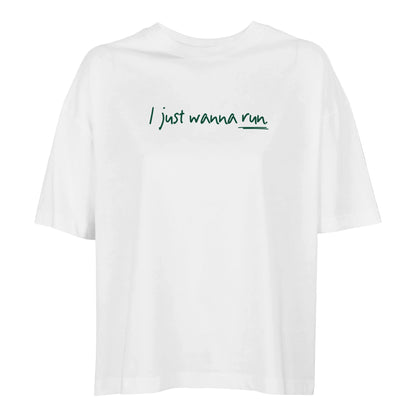 Product picture I just wanna run women’s oversized t-shirt white2