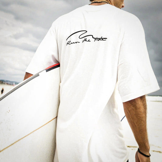 Product picture Run the tide unisex oversized t-shirt white