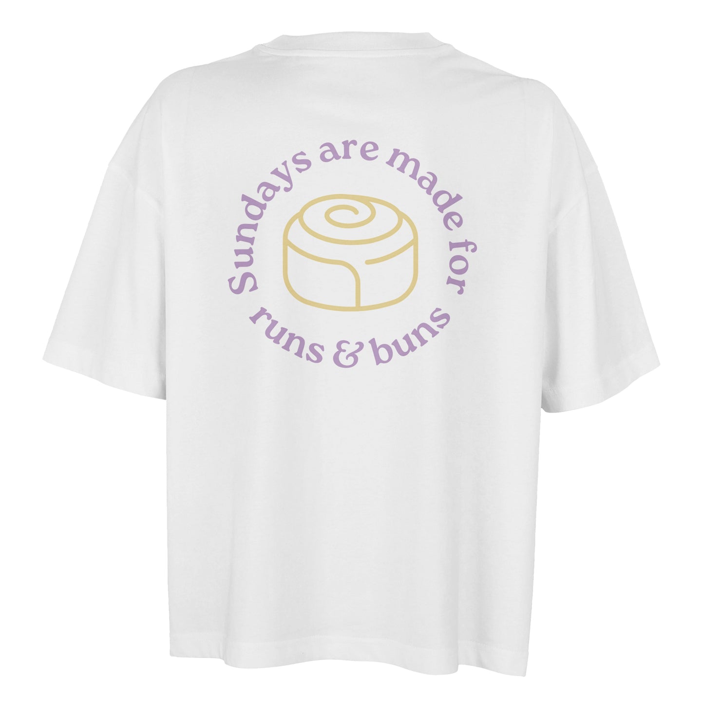 Product picture Sundays are made for runs & buns women’s oversized t-shirt white2