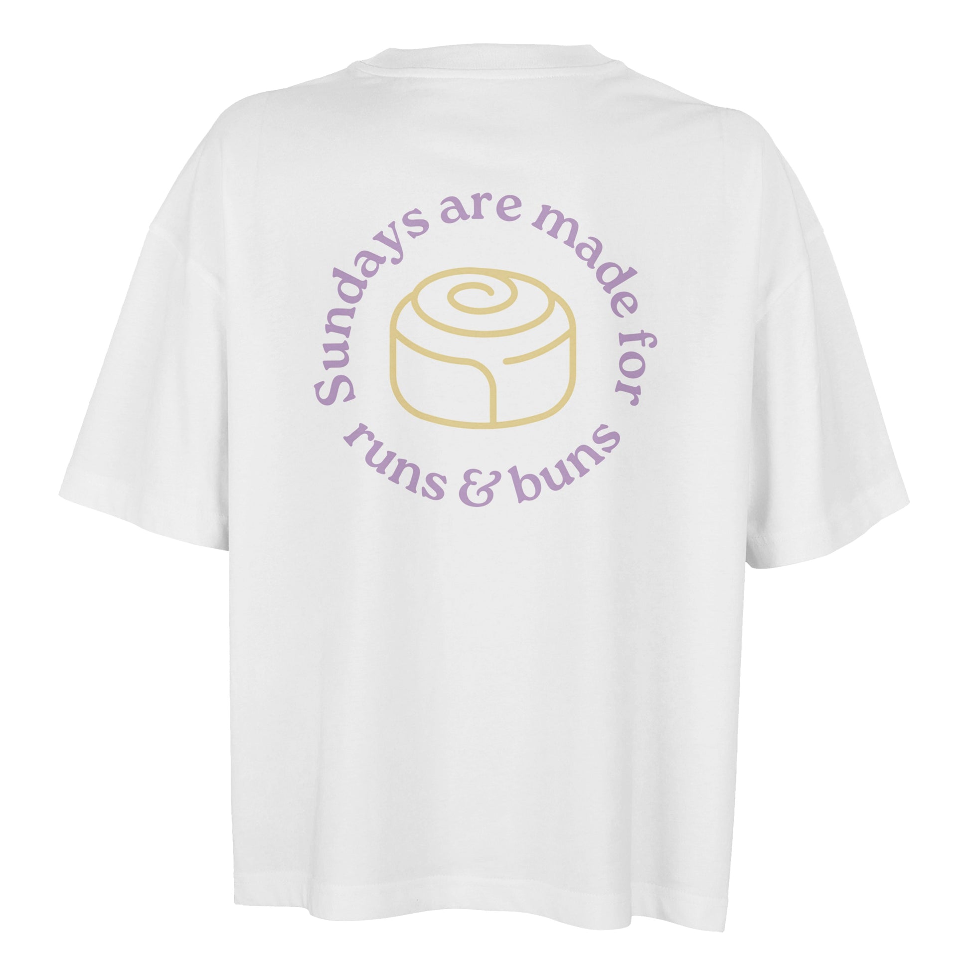 Product picture Sundays are made for runs & buns women’s oversized t-shirt white2