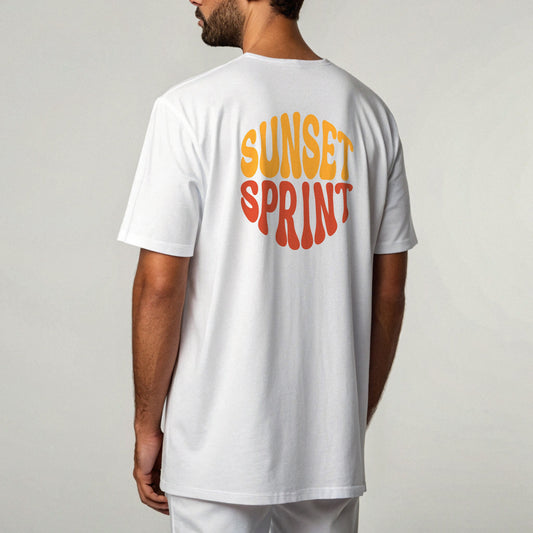 Product picture Sunset sprint unisex oversized t-shirt white2